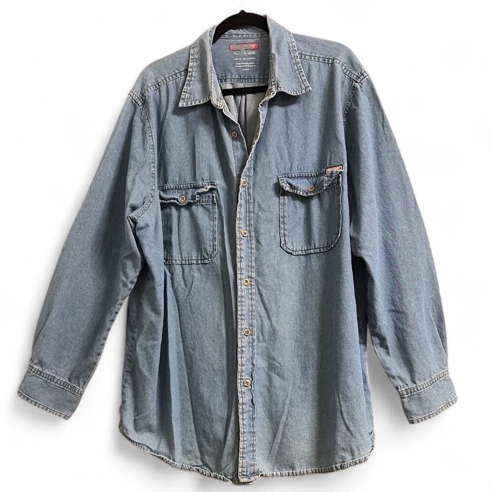 Craftsman Vintage Blue Denim Button Down Work Shirt XXL